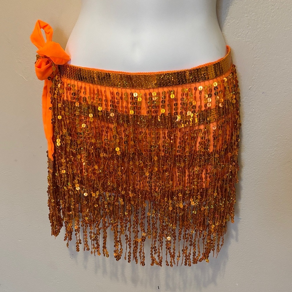 Zumba Fitness Orange Sequin Hip Scarf